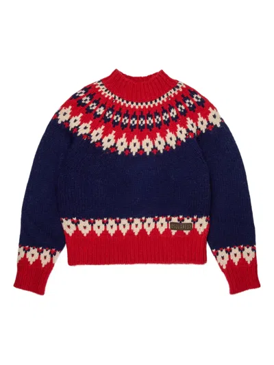Dsquared2 Kids' Intarsia-knit Jumper In Blue