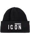 Dsquared2 Intarsia-knit Logo Beanie In Black