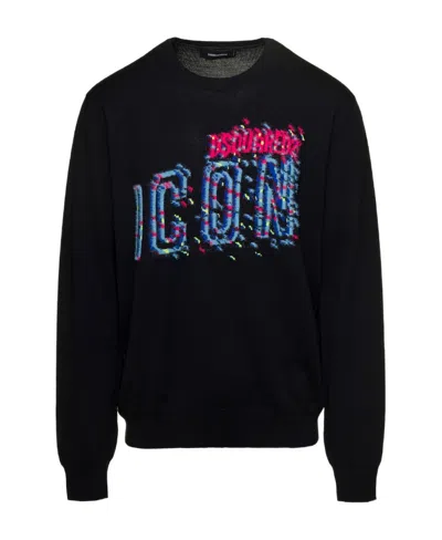 DSQUARED2 DSQUARED2 LOGO INTARSIA KNITTED CREWNECK JUMPER