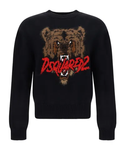 DSQUARED2 DSQUARED2 LOGO-INTARSIA CREWNECK JUMPER