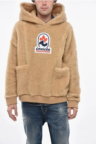 Dsquared2 Invicta Teddy Jacket With Hood And Maxi Pockets In Brown