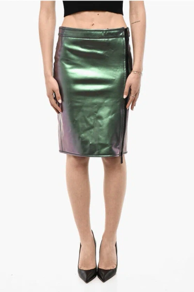 Dsquared2 Iridescent Motif Longuette Skirt With Zipped Closure