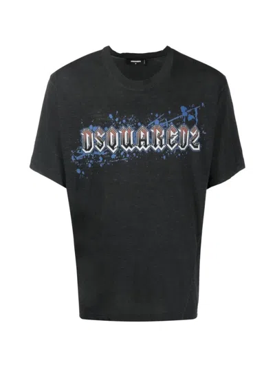 Dsquared2 Iron Logo Printed T-shirt In Black