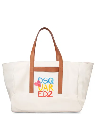 Dsquared2 Ivory Logo Shopping Bag