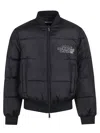 Dsquared2 Classic Black Puffer Bomber Jacket With Ribbed Cuffs In Black
