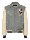 Dsquared2 Houndstooth Patch Varsity Jacket In Black