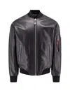 Dsquared2 Leather Jacket With Logoed Slider In Black