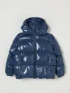 Dsquared2 Short Padded Jacket With Logo Maple Leaf In Blue