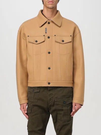 Dsquared2 Oversized-collar Shirt Jacket In Beige