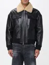 Dsquared2 Leather Bomber Jacket In Black