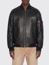 Dsquared2 Leather Jacket Front Pockets Ribbed Cuffs In Black