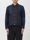 Dsquared2 Black Jacket With Classic Collar And Front And Rear Down Filled Panel In Dnim Man In Denim