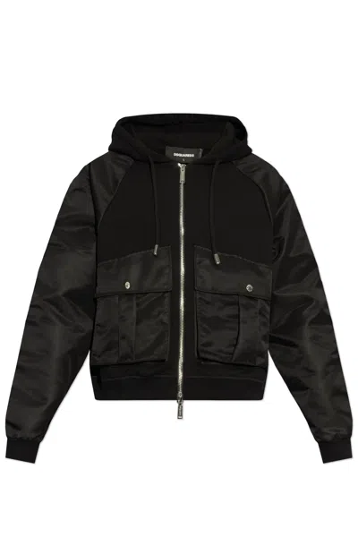 Dsquared2 Jacket Made From Combined Materials In Black