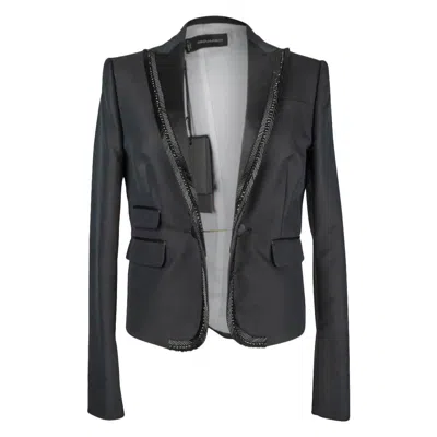 Pre-owned Dsquared2 Jacket Tuxedo Bugle Beads Superb Rear Detail 44 In Black