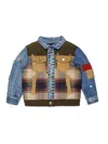Dsquared2 Kids Patchwork Checked Denim Jacket In Multi