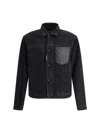 Dsquared2 Black Jacket With Classic Collar And Embossed Logo On The Front In Denim Man In Black