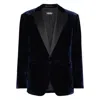 Dsquared2 Velvet Blazer With Front Pockets And Notch Lapel In Blue