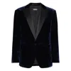 Dsquared2 Velvet Blazer With Front Pockets And Notch Lapel In Blue