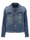 Dsquared2 Blue Jacket With Distressed Effect And Logoed Metal Buttons In Denim Man In 470