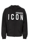 Dsquared2 Printed Logo Cotton Hooded Sweatshirt In Black