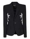 Dsquared2 Stretch Blazer Rhinestone Embellishments In Black