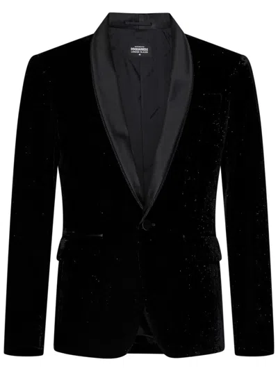Dsquared2 Shawl Tuxedo Blazer In Black