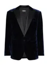 Dsquared2 Velvet Blazer With Front Pockets And Notch Lapel In Blue