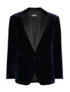 Dsquared2 Velvet Blazer With Front Pockets And Notch Lapel In Blue