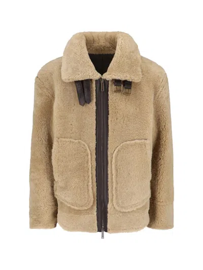 Dsquared2 Shearling Jacket In Brown