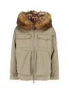 Dsquared2 Relaxed Jacket With Faux Fur Trim In Gray