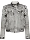 Dsquared2 Cracked-effect Denim Jacket In Grey