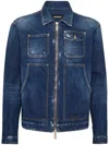 Dsquared2 Zippered Denim Jacket In Multicolor