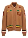 Dsquared2 Graphic Maple Leaf Knit Cardigan In Multicolor