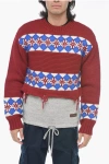 Dsquared2 Jacquard Hybrid Canadian Sweater With Distressed Detail