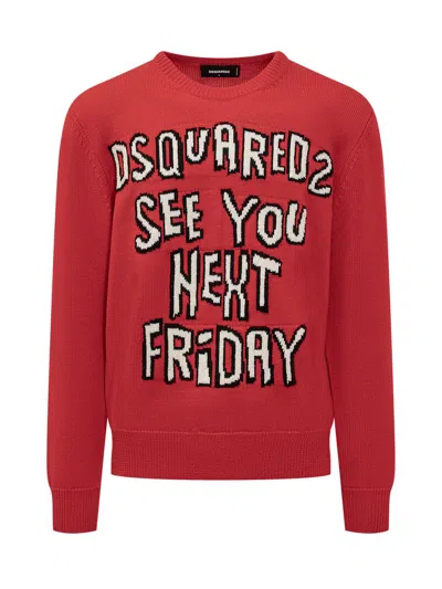 Dsquared2 Jacquard Knitwear In Red