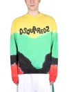 Dsquared2 Tie-dye Crew-neck Sweatshirt With Logo Print