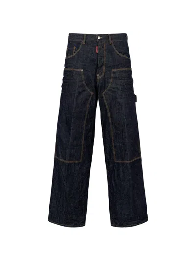 Dsquared2 Japanese Rinse Baggy Carpenter Jeans In Blue