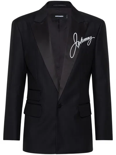 Dsquared2 J.c. Printed Blazer In Black