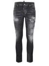 Dsquared2 Cool Gut Black Jeans With Belt Loops And Faded Effect In Denim Man