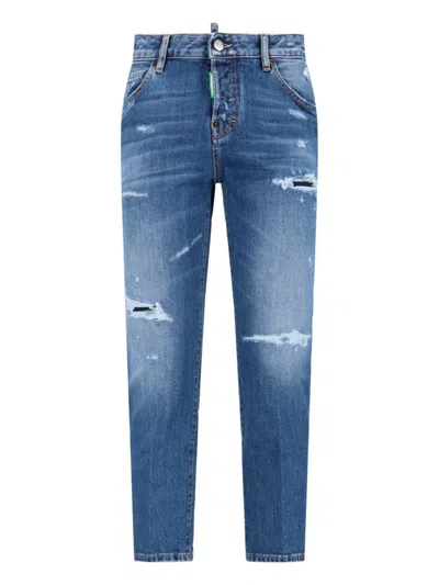 Dsquared2 Slim Fit Distressed Denim Jeans In Blue