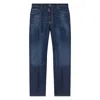 Dsquared2 Blue Jeans With Belt Loops And Logo Patch On The Rear In Denim Stretch Man In Blue