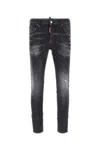 Dsquared2 Cool Gut Black Jeans With Belt Loops And Faded Effect In Denim Man