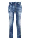 Dsquared2 Cool Gut Blue Jeans With Belt Loops And All-over Painted Details In Denim Man In Blue
