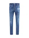 Dsquared2 Blue Jeans With Ripped Details And Logo Patch On The Rear