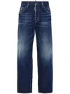 Dsquared2 Blue Five-pocket Jeans With Faded Effect And Logo Patch On The Back In Denim Man