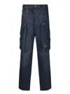 Dsquared2 Eros Wide Denim Cargo Jeans In Blue