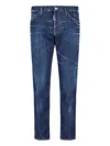 Dsquared2 Blue Jeans With Belt Loops And Logo Patch On The Rear In Denim Stretch Man In Blue