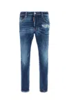 Dsquared2 Blue Jeans With Ripped Details And Logo Patch On The Rear In Denim Man In Blue