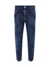 Dsquared2 Blue Jeans With Belt Loops And Logo Patch On The Rear In Denim Stretch Man
