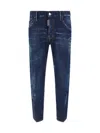 Dsquared2 Blue Jeans With Belt Loops And Logo Patch On The Rear In Denim Stretch Man